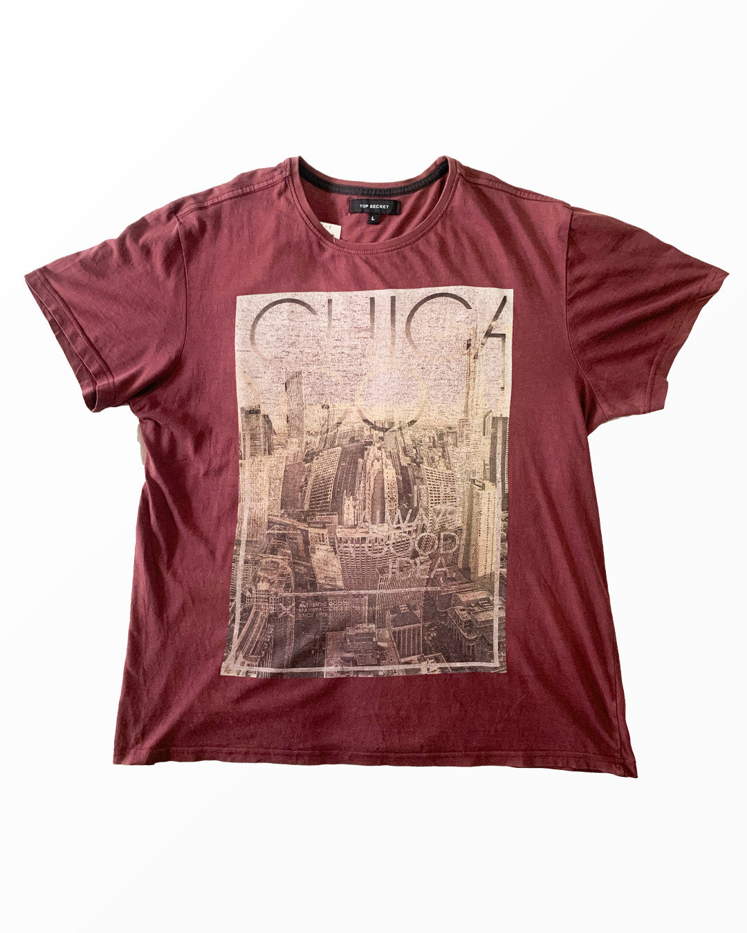 Top Secret Thrifted T-Shirt - Maroon | L