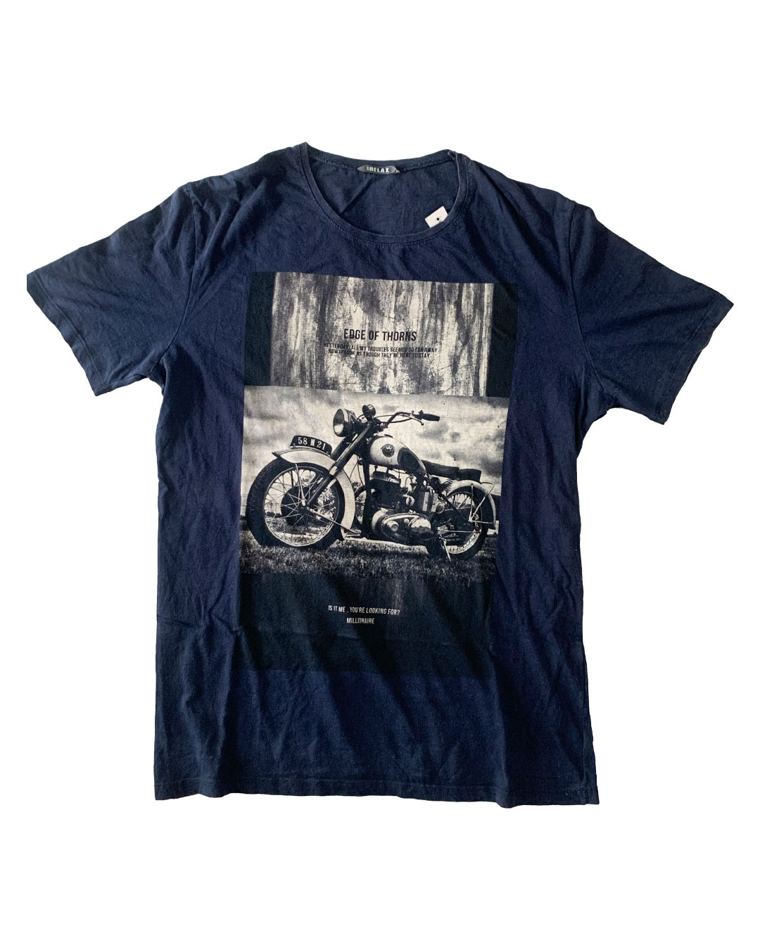 Relax Thrifted T-Shirt - Navy Blue | XL